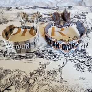 Dior Beige and Gray Woven Bracelets